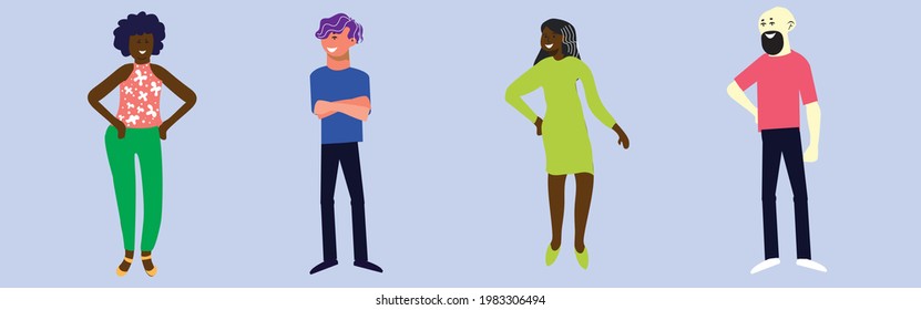 Multiethnic group of people. Vector EPS-10
