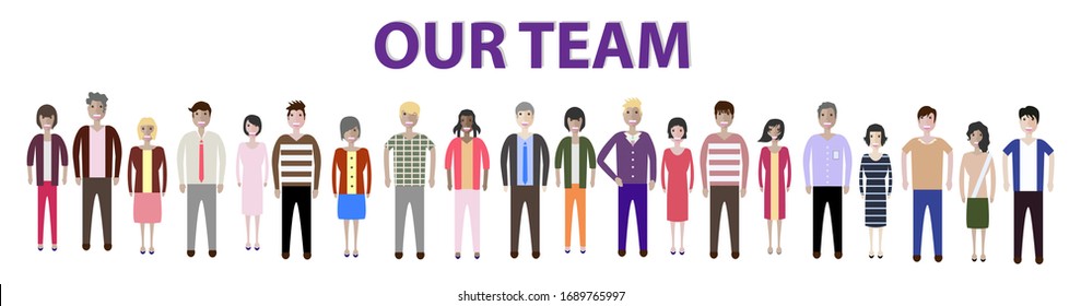 Multiethnic group of working people standing together on white background, diversity and multiculturalism. Set of full body diverse business people. Working man and woman
