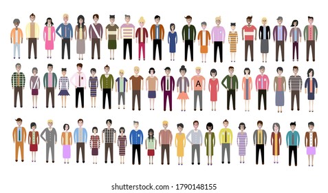 Multiethnic group of working people standing together on white background, diversity and multiculturalism. Set of full body diverse business people. Working man and woman