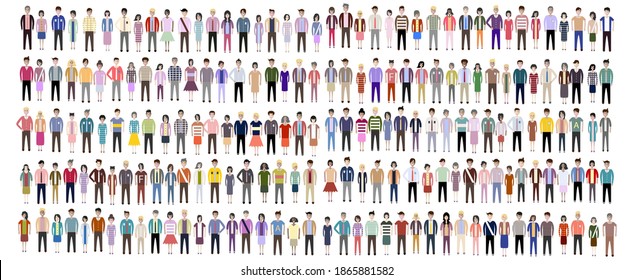Multiethnic group of working people standing together on white background, diversity and multiculturalism. Set of full body diverse business people. Working man and woman