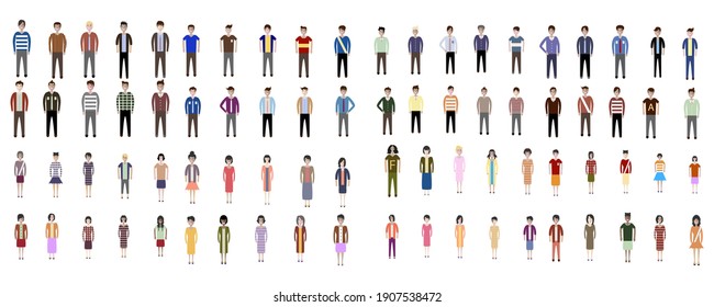 Multiethnic group of working people standing together on white background, diversity and multiculturalism. Set of full body diverse business people. Working man and woman