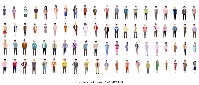 Multiethnic group of working people standing together on white background, diversity and multiculturalism. Set of full body diverse business people. Working man and woman

