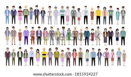 Multiethnic group of working people standing together on white background, diversity and multiculturalism. Set of full body diverse business people. Working man and woman