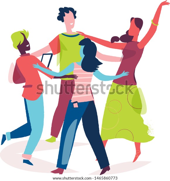 Multiethnic Group Young Friends Cheering University Stock Vector ...