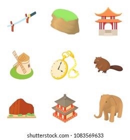 Multiethnic icons set. Cartoon set of 9 multiethnic vector icons for web isolated on white background