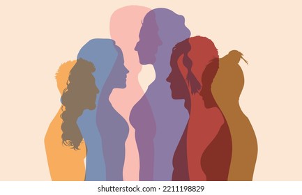 Multi-ethnic And Multiracial Group Of Men And Women Standing, Smiling And Holding Hands. Symbol Of Racial Equality And Anti-racism.