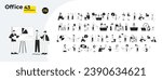 Multi-ethnic office workers black and white cartoon flat illustration bundle. Co-workers diverse adults 2D lineart characters isolated. Teamwork colleagues monochrome vector outline image collection