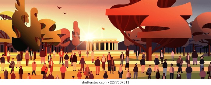 multiethnic people group walking outdoor mix race men women crowd in casual clothes standing together diversity multiculturalism