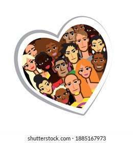 multi-ethnic people in the heart