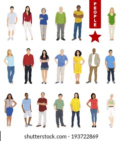 Multiethnic People on White Background.