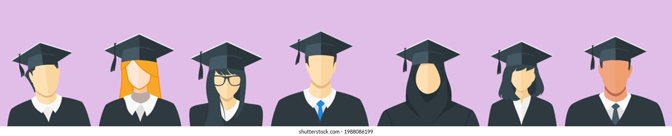 Multiethnic Students Graduation with Gown and Cap