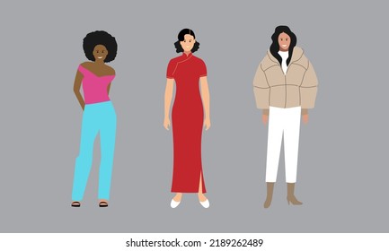 Multiethnic women together, diversity or multicultural  Vector illustration

