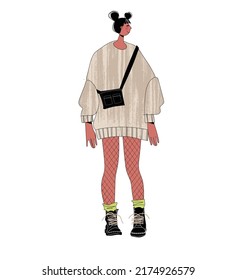 Multiethnic young people in casual clothes with backbackpacks and books. Asian, african and caucasian students standing isolated vector illustration