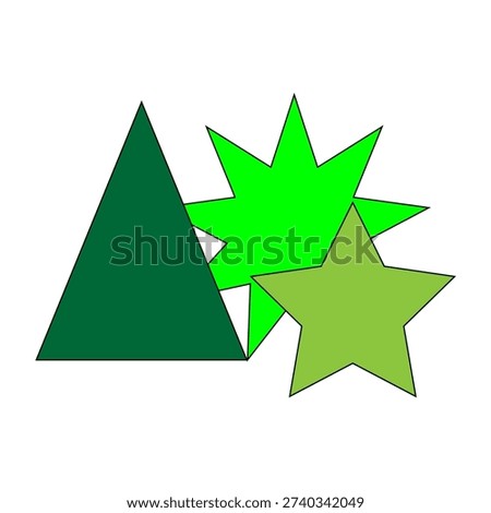 Multifaceted greens set. Professional geometries Vector. Brilliant starburst symbols. Distinguished substantial objects. EPS 10.
