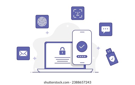 Multi-Factor Authentication Illustration. MFA illustration. Vector Editable.