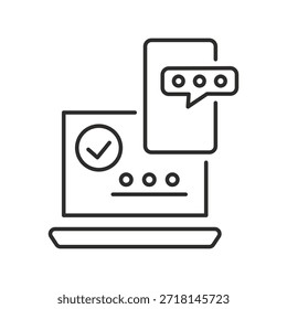 Icono de verificación multifactor, símbolo de la computadora portátil