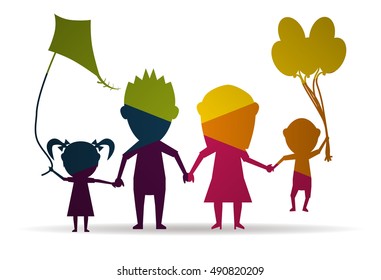 multifamily playing dolls color icon vector