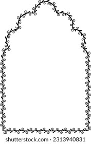 Multifoil Arch Leaf rectangular frame architectural window door ornate flower frame floral leaf borders natural Botanical Branches decoration wedding card anniversary celebration beautiful arabesque 