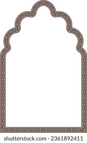 Multifoil Arch rectangular frame architecture window door Greek meander pattern antique retro vintage meander old-fashioned design picture frame art andcraft borders element decorate isolated 