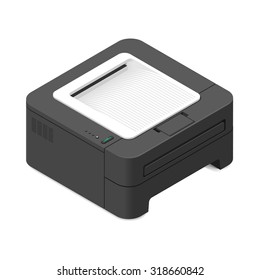 Multifunction office device detailed isometric icon vector graphic illustration
