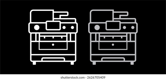 Multifunction Office Printer Line Icon. Modern Photocopier and Printer Line Art Icon. Vector Illustration.