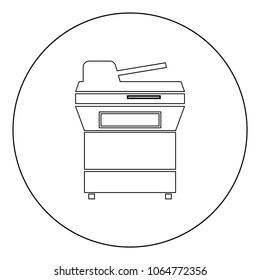 Multifunction printer or automatic copier icon black color in circle vector illustration