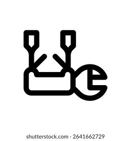 Multifunctional diving tool. Editable stroke vector icon.