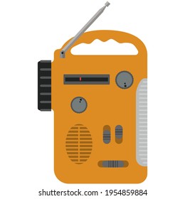 Multifunctional flashlight with radio vector isolated on white