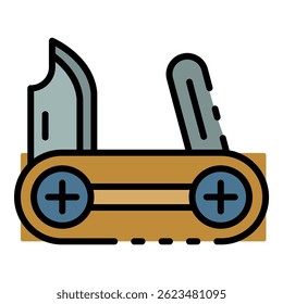 Multifunctional knife icon. Outline multifunctional knife vector icon color flat isolated