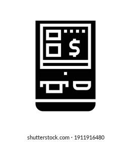 vector de icono multifuncional pos terminal de glifo. signo de terminal post multifuncional. símbolo de contorno aislado ilustración negra