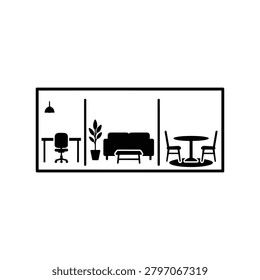 Multifunctional Space Silhouette Icon for Flexible Room Design
