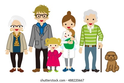 Multi-Generation Family -Cane grandpa