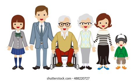 Multi-Generation Family -Wheelchair grandpa