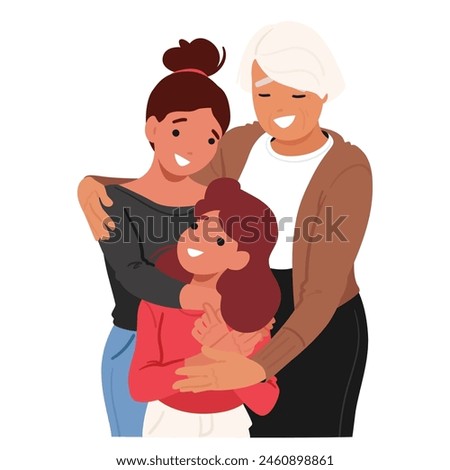 Multi-generational Family Moment With Grandmother, Mother And Child In A Cozy Embrace, Evoking Feelings Of Love, Family Bonds, And Generational Continuity. Mother Day, Togetherness And Heritage Theme