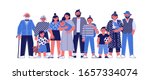 a multi-generational family together, young parents with children, grandparents and grandchildren on a white background, a large happy family, vector illustration of a flat cartoon.