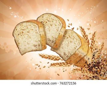 Multigrain Toast Design Elements Sliced Bread Stock Vector Royalty