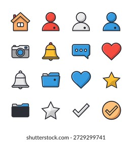 Conjunto de múltiples iconos para la comunicación digital moderna