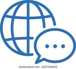Multi-language Icon – Vector Line Symbol for Global Accessibility and Translation