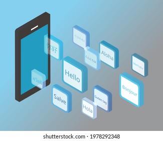 Multilanguage of the word hello in many languages for learning to communicate worldwide