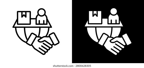 Multilateral Agreement Icon Set In Black And White Filled Style Collection