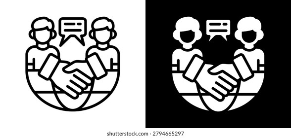 Multilateral Talks Icon Set In Black And White Filled Style Collection
