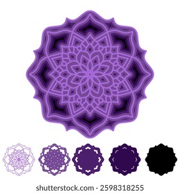 Multilayer 3d mandala laser cut template