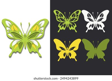 Multilayer butterfly with flower effect. Paper crafts. Cut file