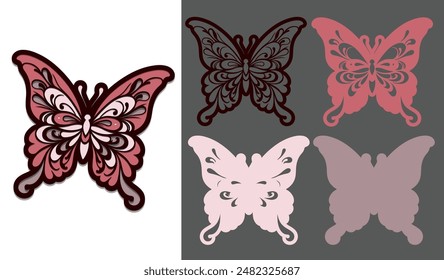 Multilayer butterfly. Layer applique. Cut file