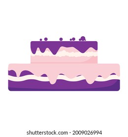 Multi-layer cake with berries. Icon. For decoration of postcards, prints, design. For celebration, birthday.
Vector.