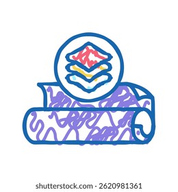 vetor de esboço de ícone de doodle de tecido multicamada. sinal de tecido multicamada. ilustração de símbolo isolado