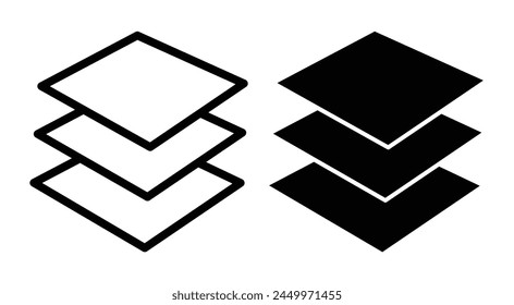 Mehrschichtiger Stoff- und Schutz-Icon-Satz. Drei-Ebenen-Material- und mehrschichtige Abwehrsymbole.