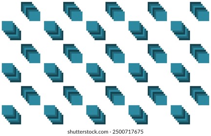 Multilayer Green wall block on white background, seamless pattern with blue squares block arrange as wall design for fabric diamond printing or wallpaper or background