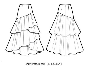 multilayer skirt sketch