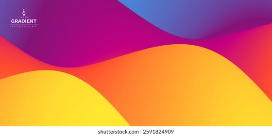 Multilayer texture. Abstract wavy background with modern gradient colors. Trendy liquid design. Cover design template. Motion sound wave. 3D illustration for brochure, poster, presentation or banner.